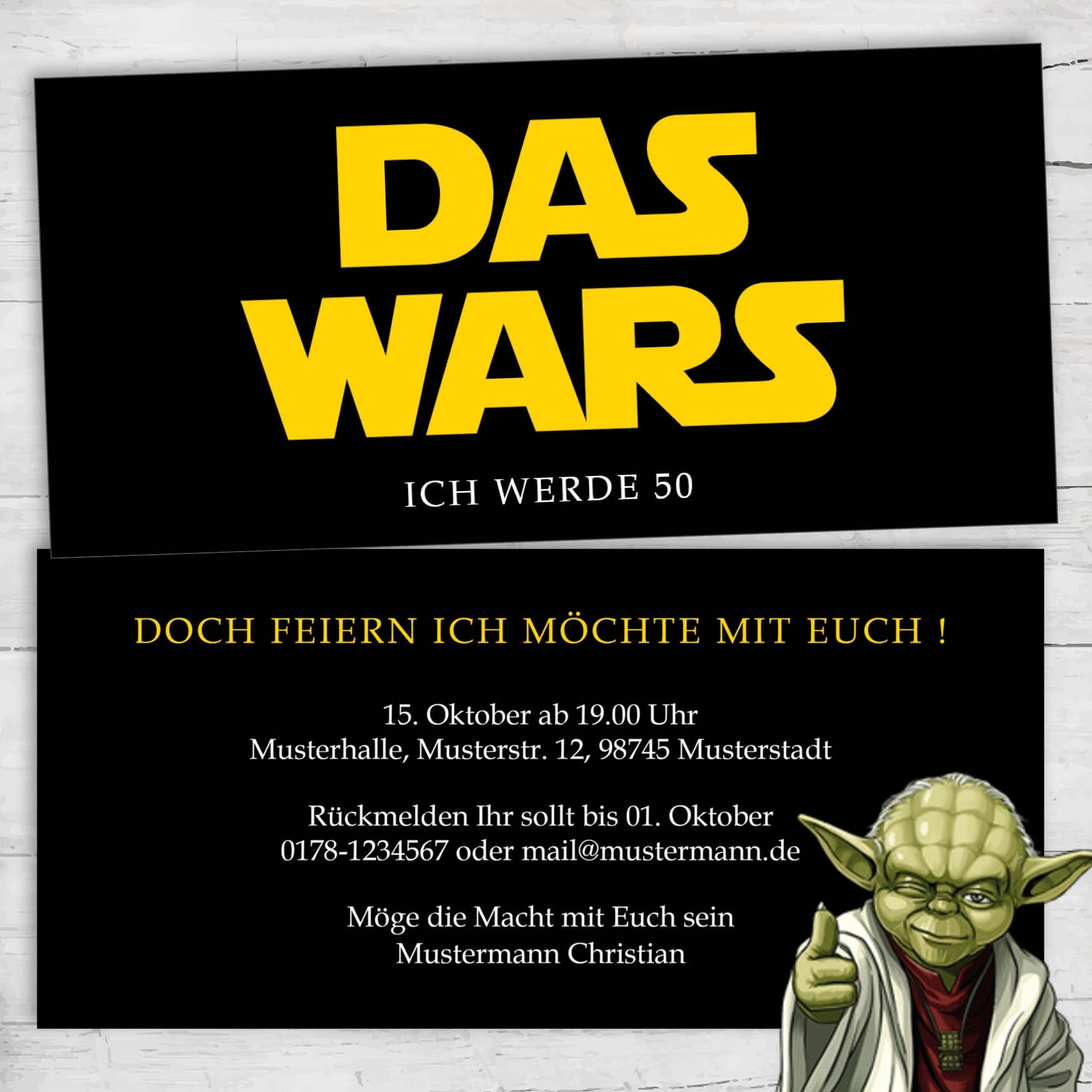 Einladung Zum 50. Geburtstag, Star Wars Logo: Das Wars Individuelle Einladung